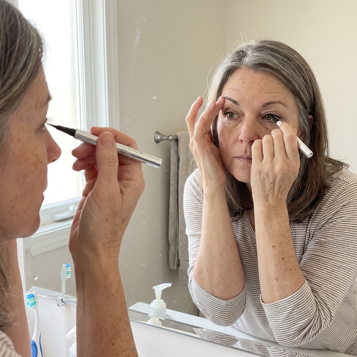 Maxi Black eyeliner on hooded mature eyes