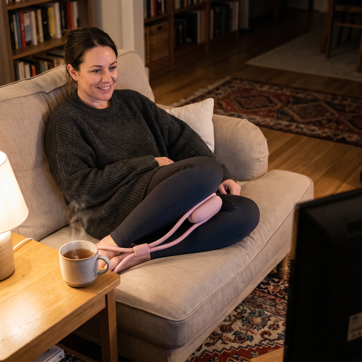 Bloom Trainer in use on the couch — 5 minutes while watching TV